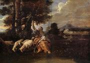 MOLA, Pier Francesco Herminie gardant ses troupeaux grave sur un arbre le nom de Tancrede oil painting
